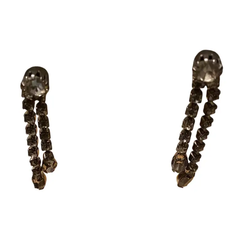 Rhinestone Screw Back Vintage Earrings Dangles