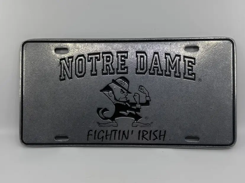 Notre Dame Fighting Irish Heavy Metal License Plate - Embossed Pewter Finish