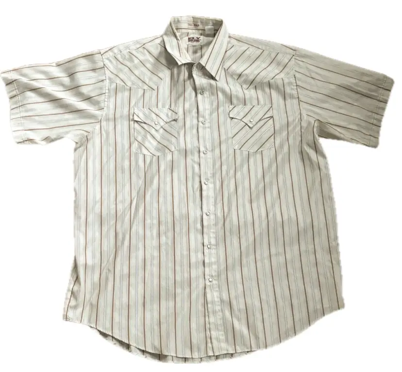 Ely Cattleman Light Beside Striped Western Shirt Size 2XL Tall Pearly Buttons
