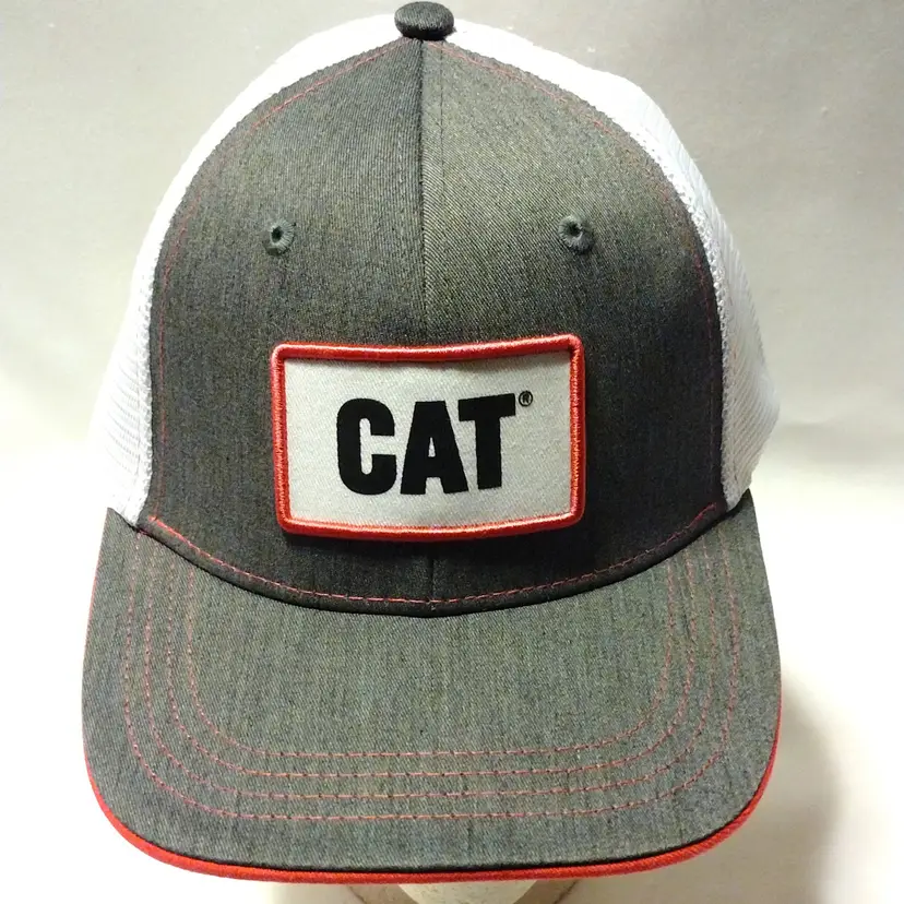 Embroidered Women's Gray Pink CAT Caterpillar Mesh Truckers Strapback Hat Cap