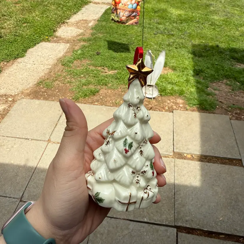 Baum Brothers Ceramic Poinsettia Old Fashioned Christmas Tree Ornament Farmhouse