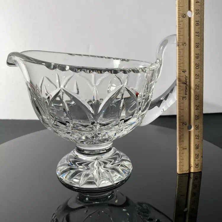 Vintage Crystal Sauce Boat. Pedestal Base, Lead Crystal Sauceboat. Elegant.