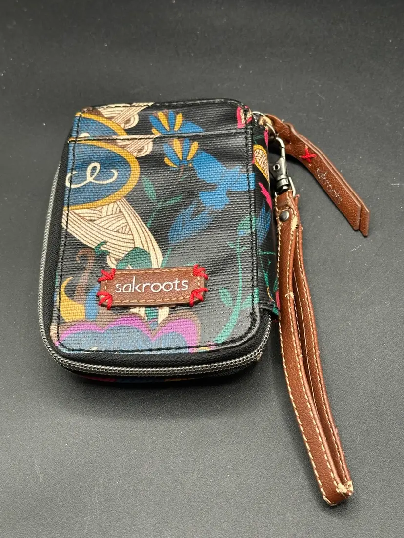 Sakroots Wristlet Crossbody Wallet Coated Canvas