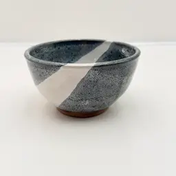 Lyon Signed Studio Art Pottery Blue Gray And White Bowl