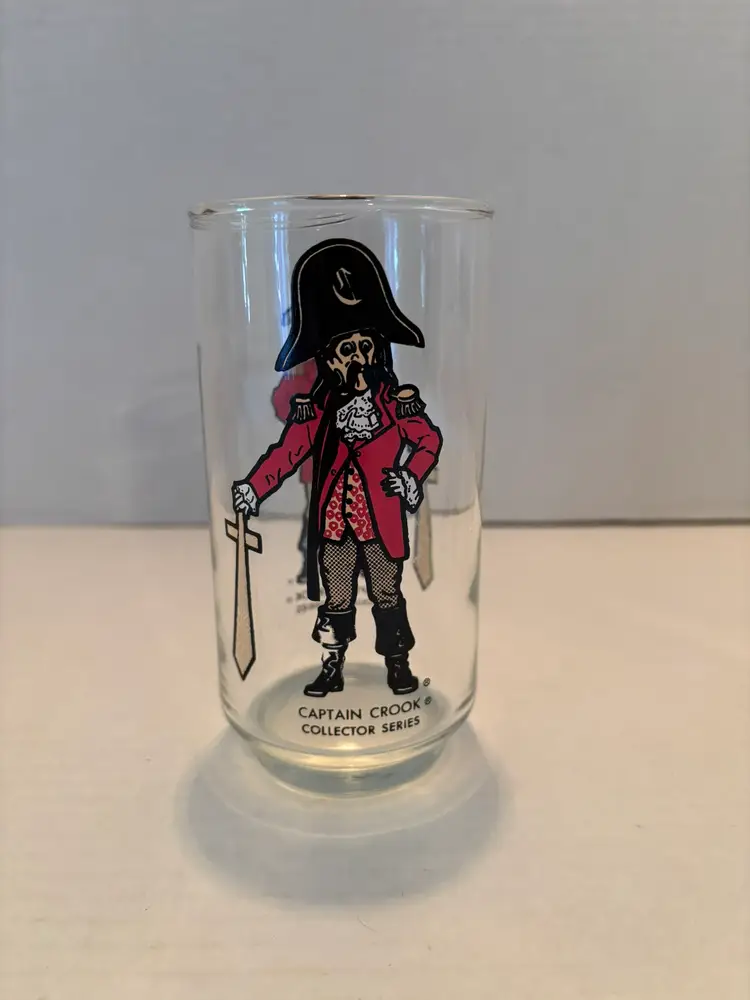Vintage Collector Series McDonald's "Captain Crook" Clear Drinking Glass 1977