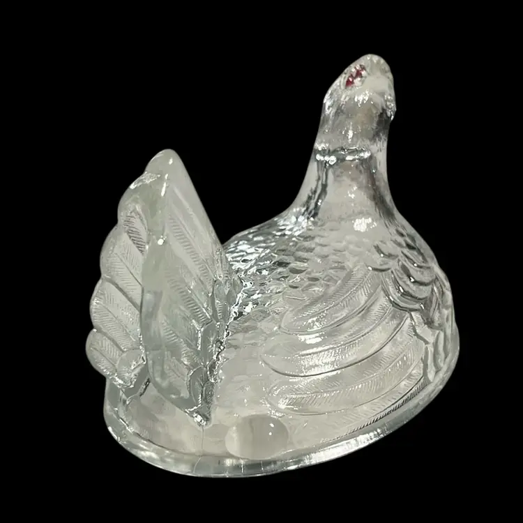Hen On Nest Clear Glass Split Tail (Top Only) | 4”