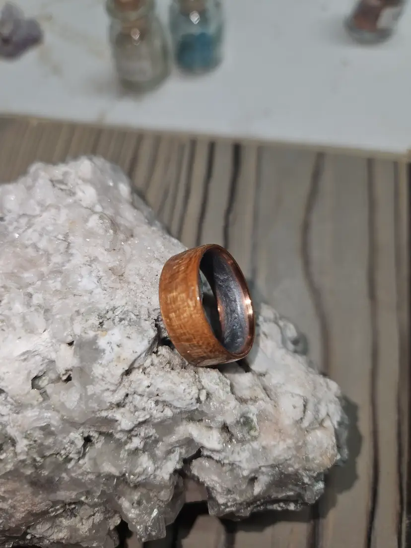 Figured cherry/copper handmade ring s. 8.25