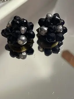 Black and silver Cluster Earrings
