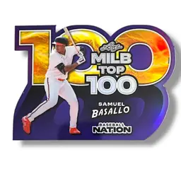 Samuel Basallo 5/8 2025 Leaf Baseball Nation - MiLB Top 100 Purple Refractor