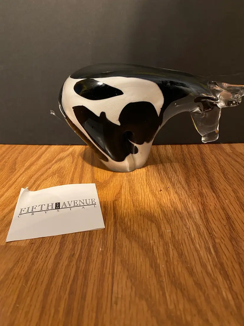 Fifth Avenue Crystal Cow Paperweight - Approximately 5 1/2” X 6 1/2”