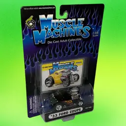 MUSCLE MACHINES / 1933 Ford Coupe / VGC / 1:64 Scale / Black with Flames