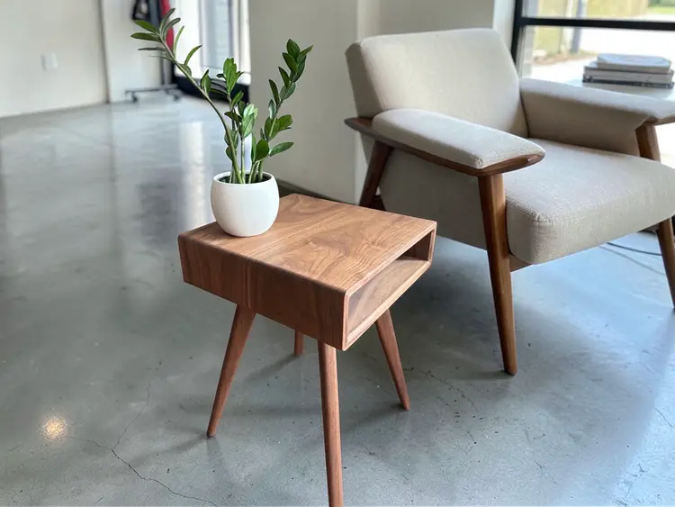Aspen Walnut Side Table – Solid Walnut Modern End Table with Storage | Handmade