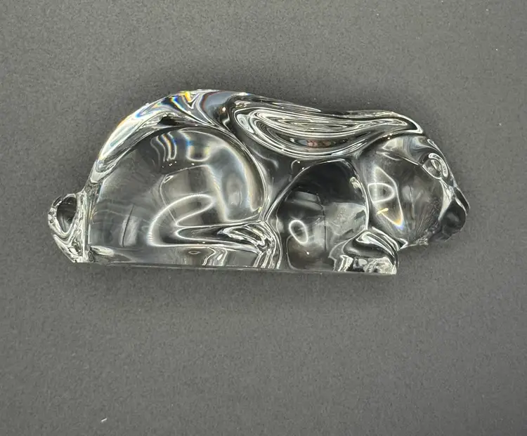 Clear Glass Process House Bunny Paperweight