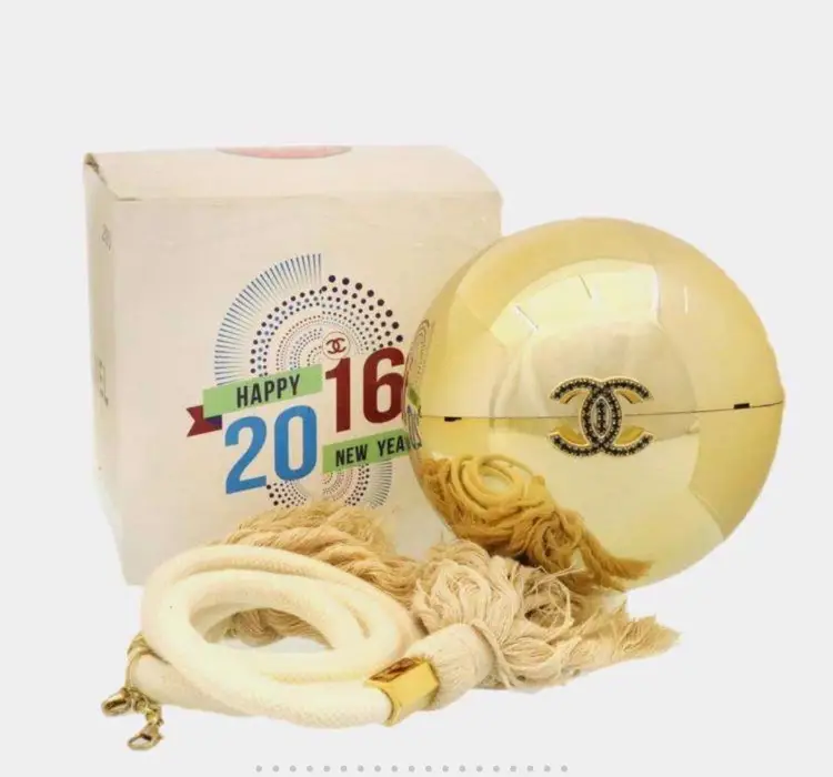 Chanel Gold Plexiglass Round Shape Minaudiere Bag