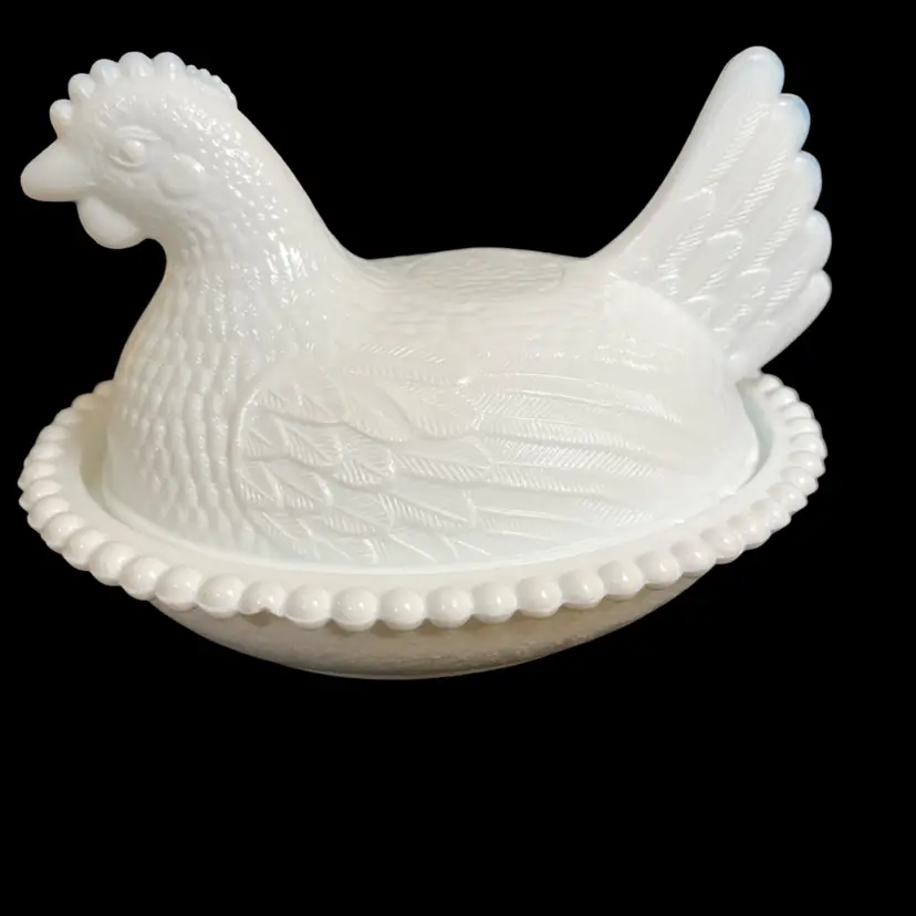 Indiana Glass Milk Glass Hen on Nest-#3