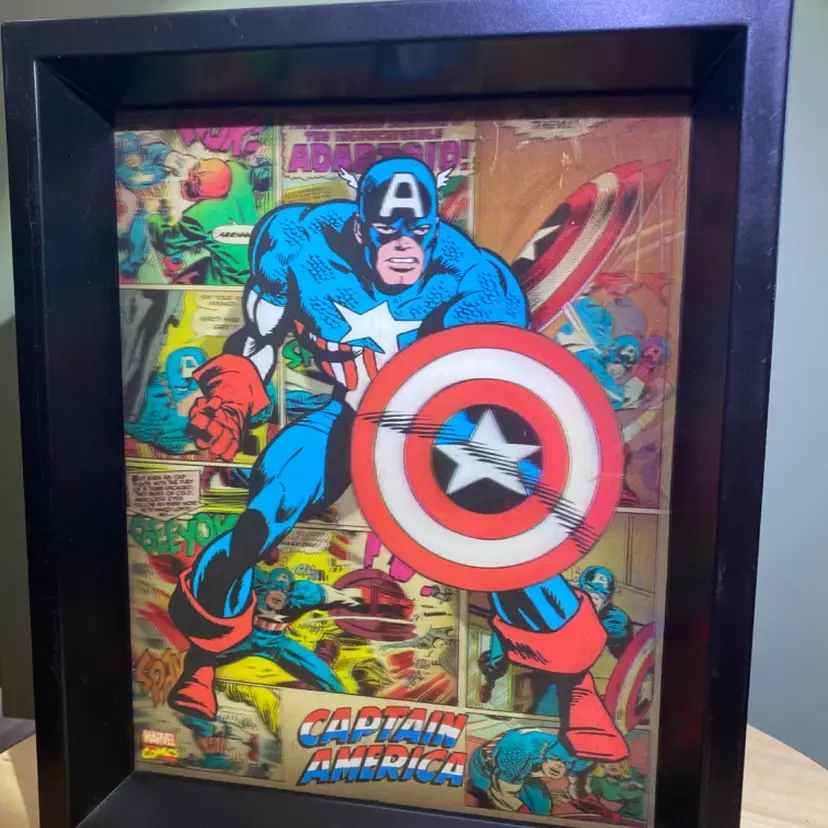 Captain America Holographic 3D Shadowbox Picture Frame Wall Decor | Marvel Comics