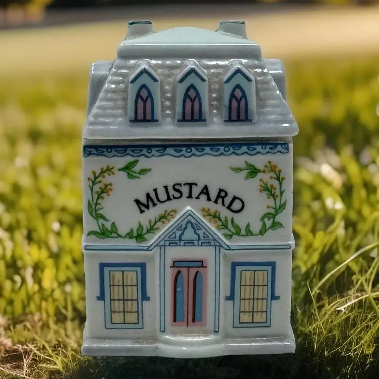 1989 Lenox Spice Village Mustard Spice Jar & Lid Porcelain Handcrafted Vintage