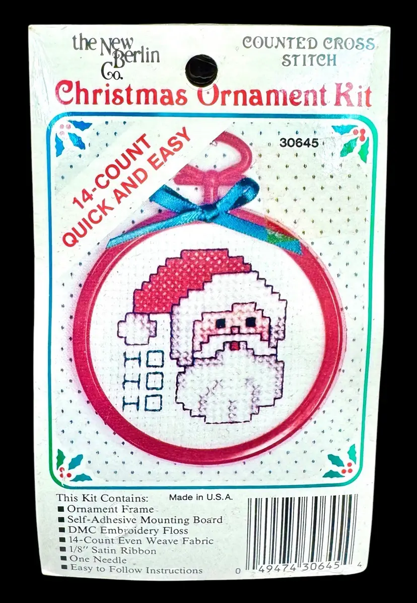 The New Berlin Co Counted Cross Stitch Christmas Ornament Kit Santa Claus