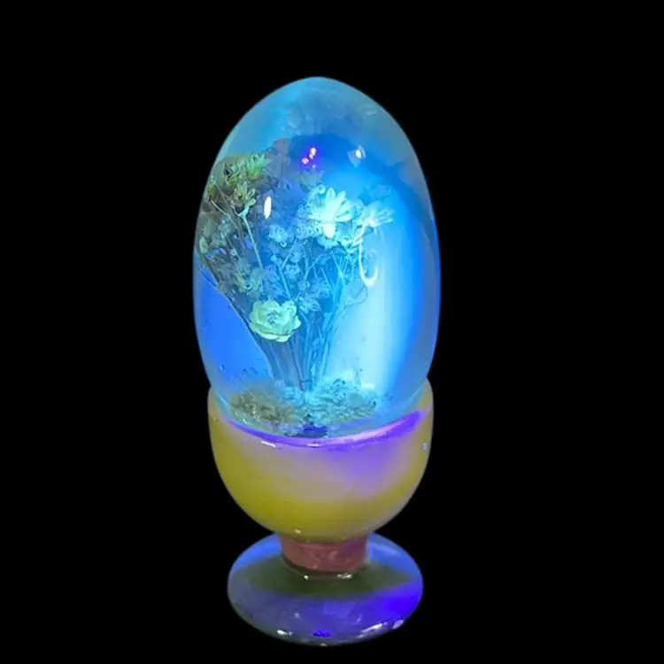 Lucite Egg With Flowers 3”