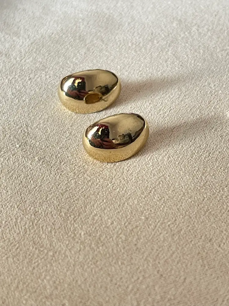 Vintage Gold tone Chunky Half Hoop Studs, Pierced