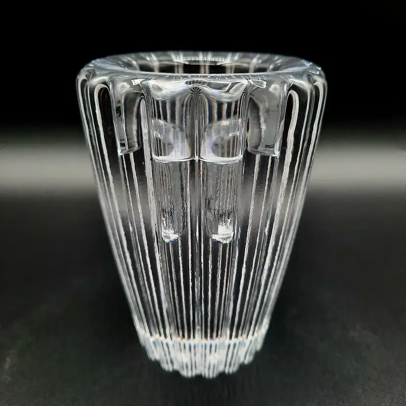 Simon Pearce Signed Glass Ribbed Candle Holder Taper Tealight Holder HTF