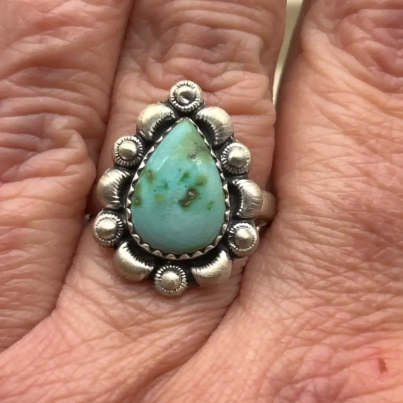 NEW Sonoran Gold Turquoise Ring – Size 9 Sterling Silver Teardrop Cluster Southwestern Statement, Artisan Made in USA