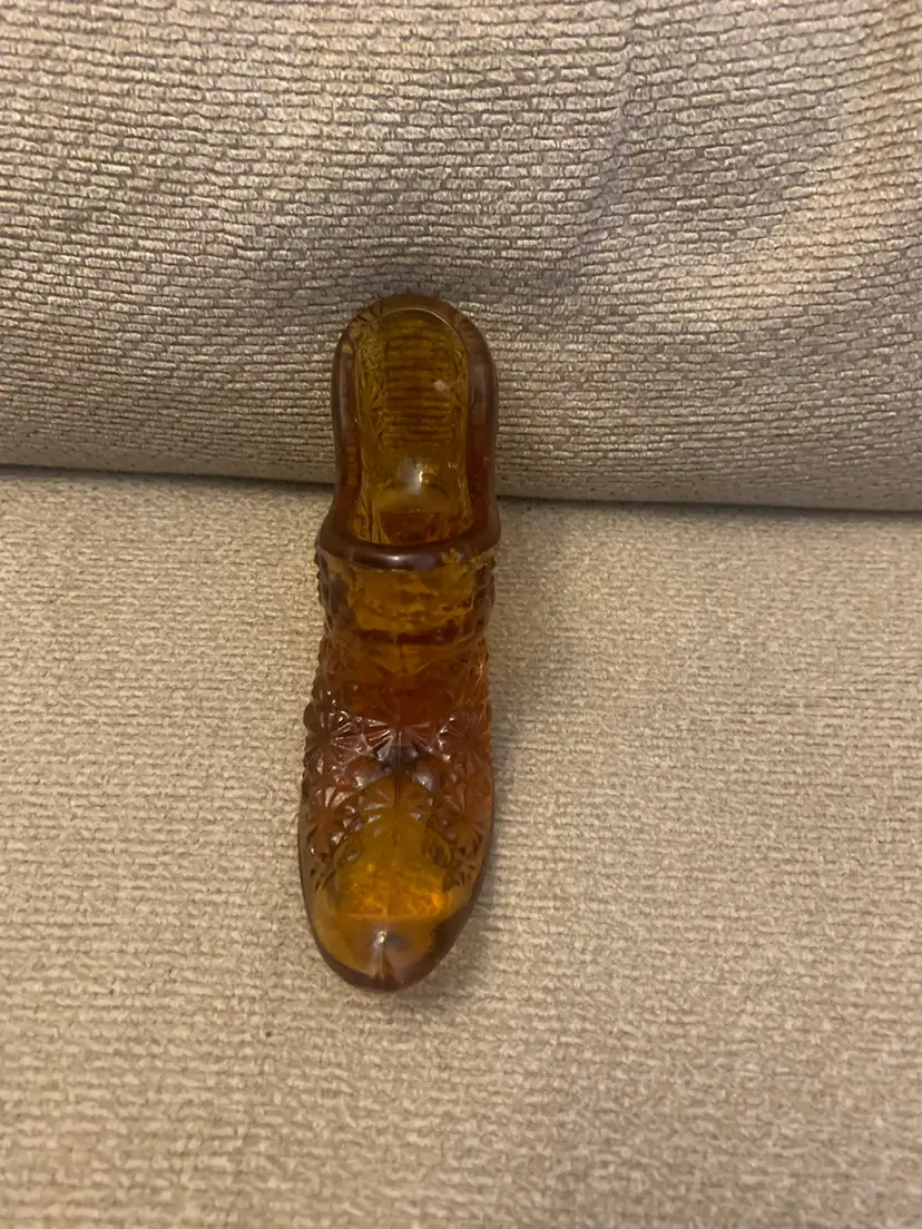 Art Glass Amber Shoe Unmarked