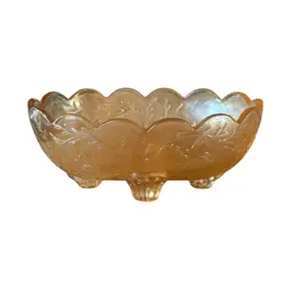 Jeannette Glass Louisa Floragold iridescent footed bowl Carnival Candy Dish