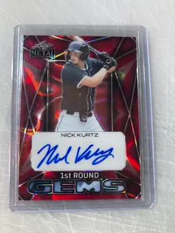 Nick Kurtz 2024 LEAF METAL 1st Round Gems Red Lava 7/12 RC Rookie Auto A’s
