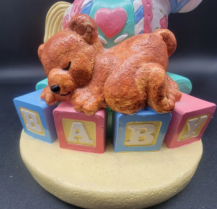 Signed Teddy Bear And Rocking Horse Baby's Room Lamp