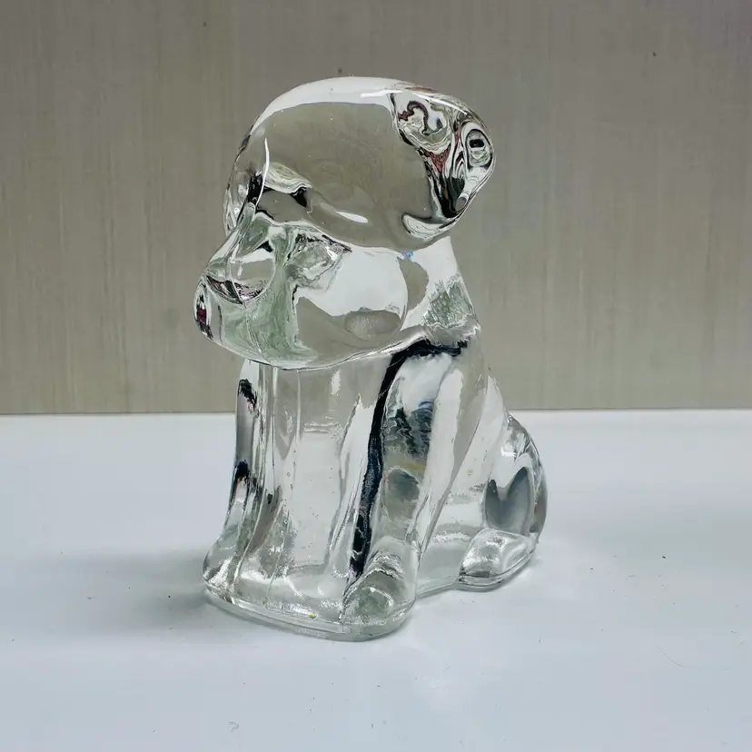 Vintage Glass Sitting Dog Figurine Candy Mold