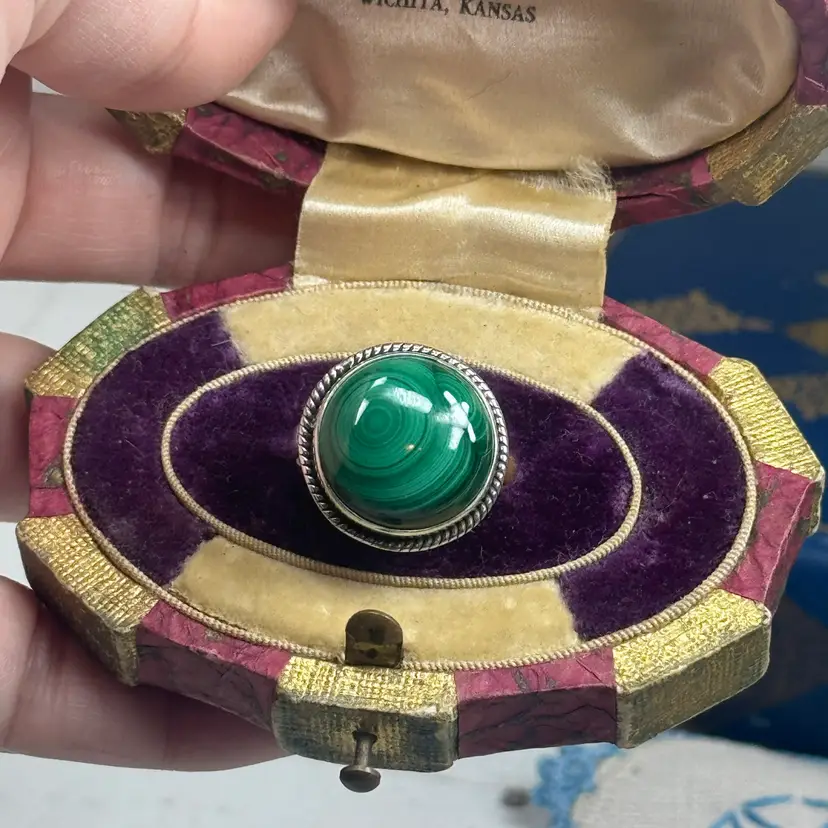 Sterling Silver Malachite Ring Size 9