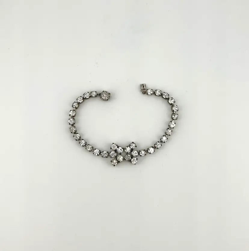 Vintage Signed Czechoslovakia Rhinestone Bracelet 7”