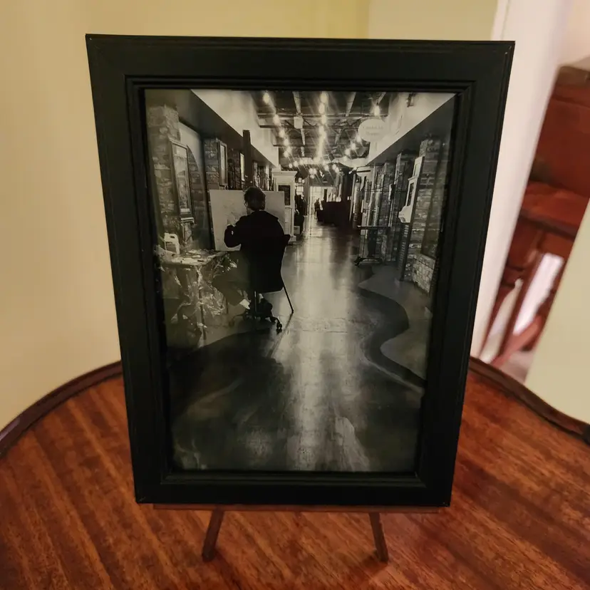 Photograph Of A Painter In Shop, 5x7, Black And White, Frame Not Included