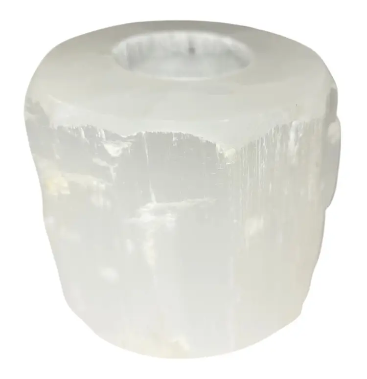 Selenite Crystal Tealight Candle Holder For Energy Healing Spiritual Ambience