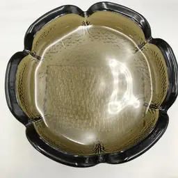 Blenko Smoky Brown Lotus Blossom Glass Ashtray 5.5"