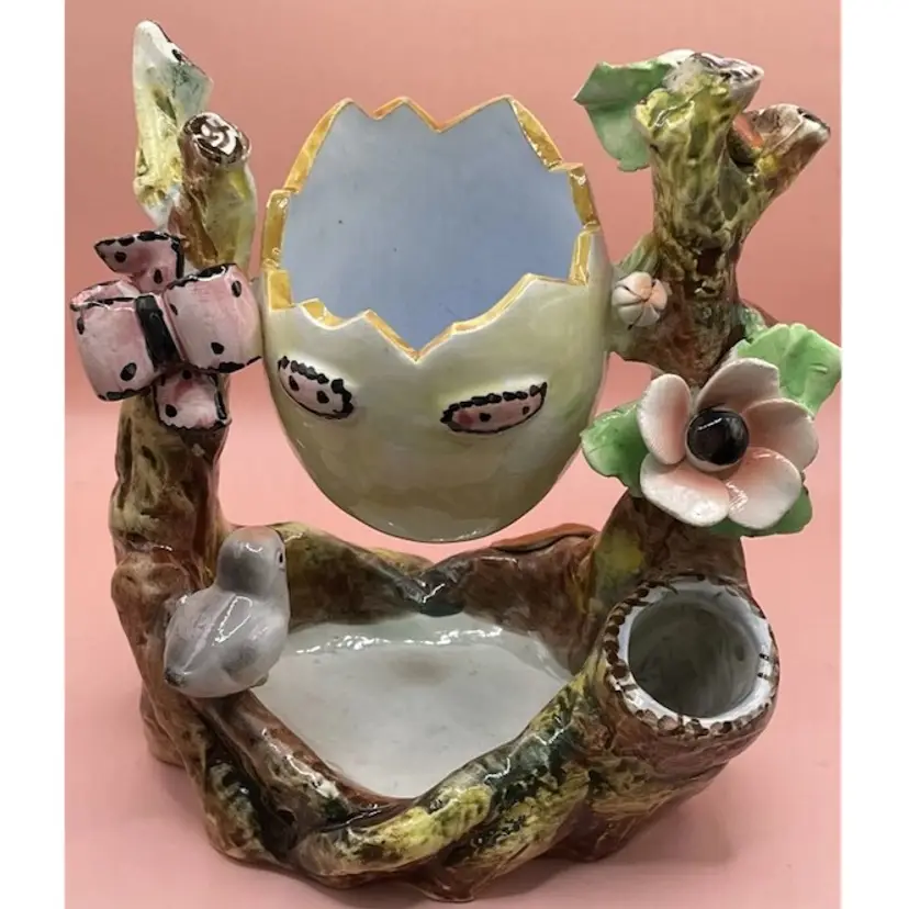 Vintage Italian Ceramic Bright Colored Birds