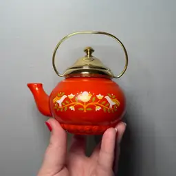 Vintage 70’s Avon Honeysuckle Foaming Bath Oil Orange Tea Kettle Design