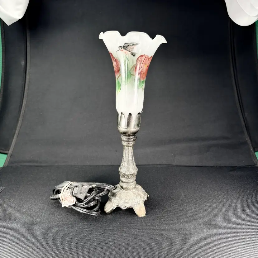 Hand Painted Bird And Floral Lamp As Is