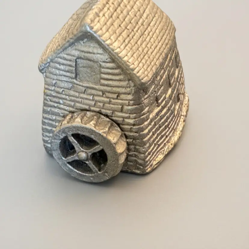 Vintage Pewter Water Mill Thimble with Functional Moving Wheel Collectible