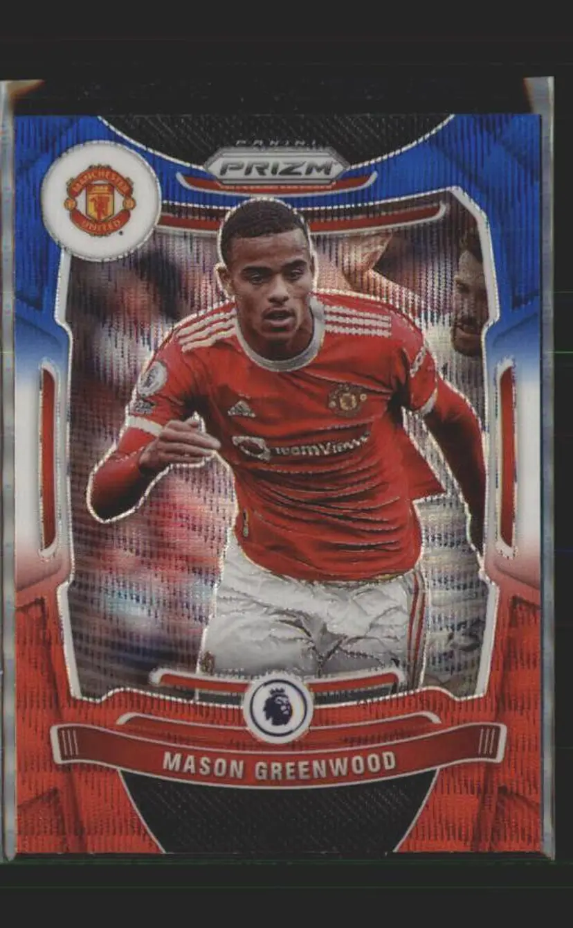 2021-22 Prizm EPL #281 Mason Greenwood Prizms Red White and Blue - ( 138 ) - Manchester United
