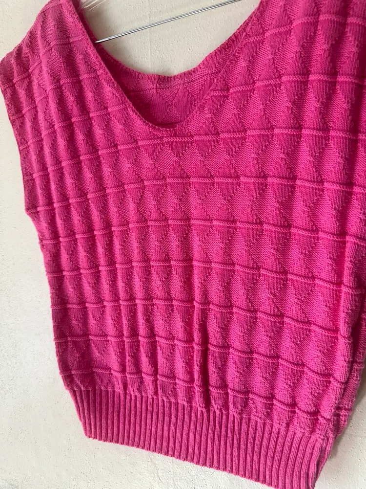 Pink Knit Cardigan Vest