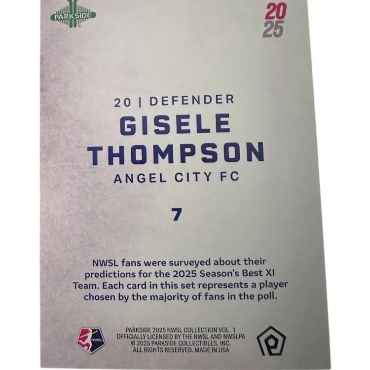 Gisele Thompson 2025 Parkside NWSL Vol. 1 Ultimate Team