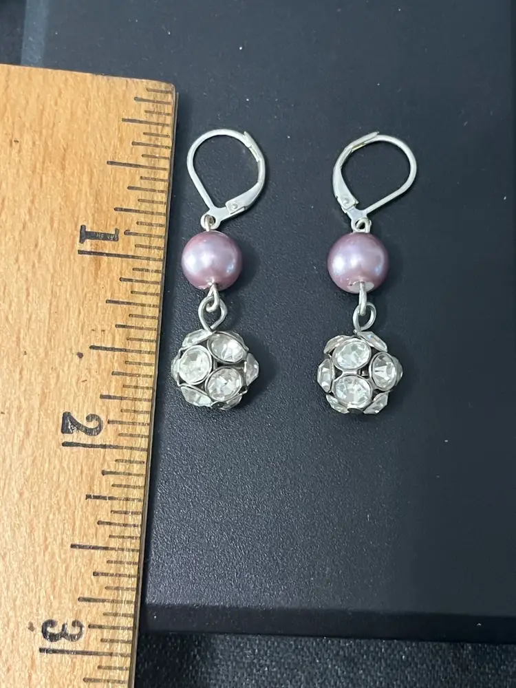 Purple Sparkling Ball Leverback Earrings