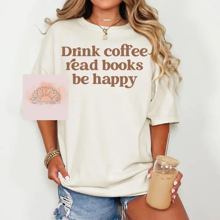 Coffee, Books, Happy Adult T-Shirt