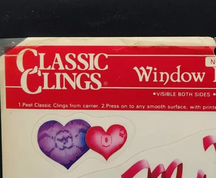 Vtg New Old Stock Reusable Vinyl Stick Valentine's Day Window Decorations