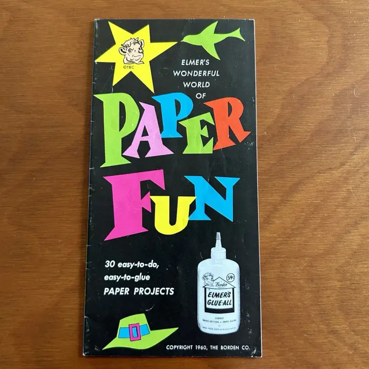 Elmers Wonderful World Of Paper Fun 1960 Vintage Kids Craft Booklet