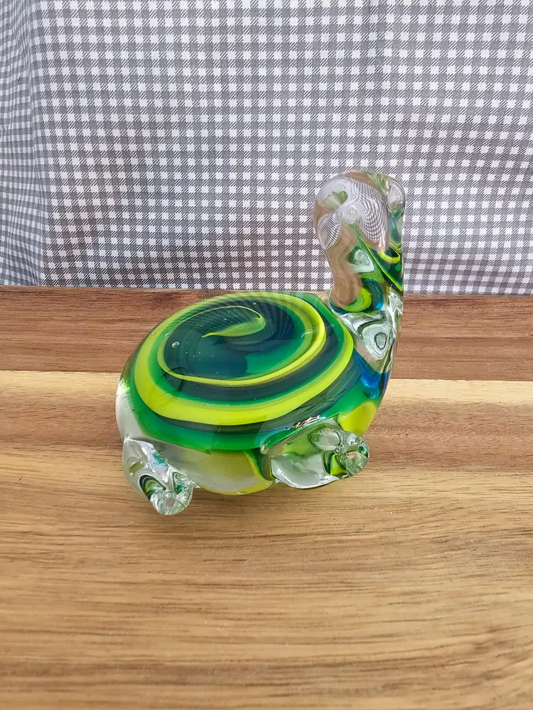 Colorful Swirled Glass Turtle Paper Weight
