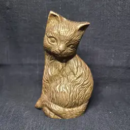 3.75" Vintage Brass Kitty Cat Paperweight Figurine