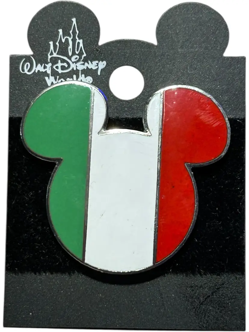 Disney Pin Mickey Head Icon Epcot World Showcase Italy Italian Flag Ears